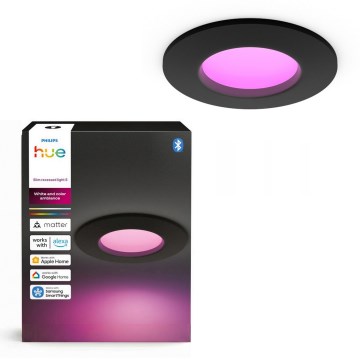 Philips - LED RGBW dimbar infälld badrumsdownlight Hue SLIM LED/8,3W/230V 1000-20000K svart P44