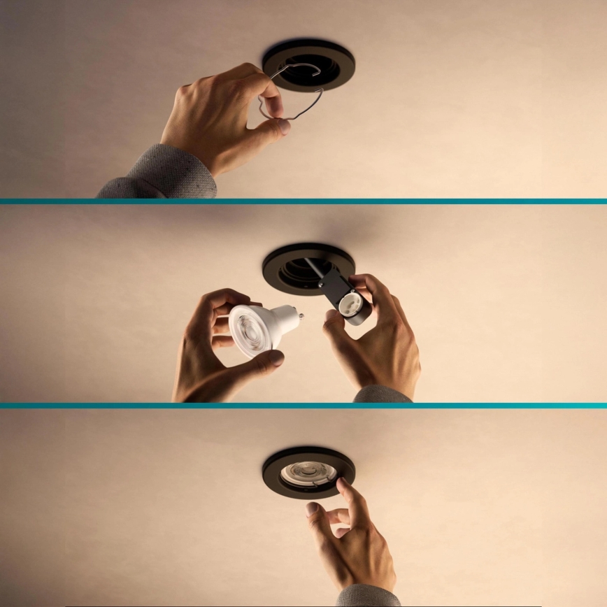 Philips - LED RGBW dimbar infälld spotlight PERIDOT 1xGU10/6W/230V svart + fjärrkontroll