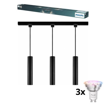 Philips - LED RGBW dimbar pendellampa med vajer för skensystemet EASYLINK HUE 3xGU10/4,7W/230V 2200–6500K 1 m svart