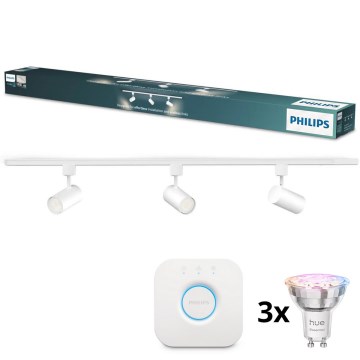Philips - LED RGBW dimbar spotlight för skensystemet EASYLINK HUE 3xGU10/4,7W/230V 2200–6500K 1 m vit + Hue Bridge
