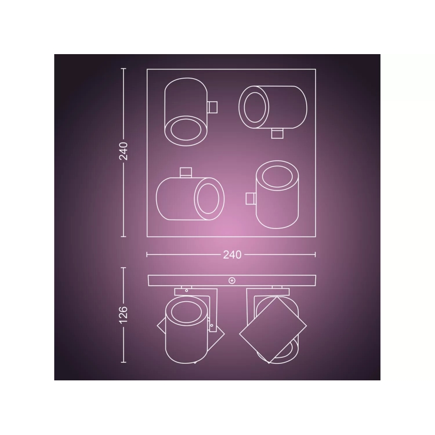 Philips - LED RGBW Dimbar spotlight Hue ARGENTA 4xGU10/4,2W/230V 2000-6500K