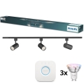Philips - LED RGBW dimbar spotlight i skensystemet EASYLINK HUE 3xGU10/4,7W/2300-6500K 1m svart + Hue Bridge