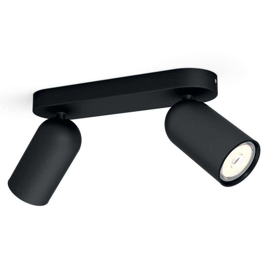Philips - LED RGBW Dimbart spotlight PONGEE 2xGU10/4,8W/230V 3000K svart + fjärrkontroll