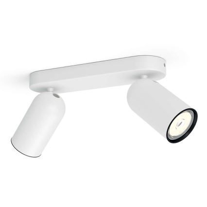 Philips - LED RGBW Dimbar spotlampa PONGEE 2xGU10/4,8W/230V 3000K vit + fjärrkontroll