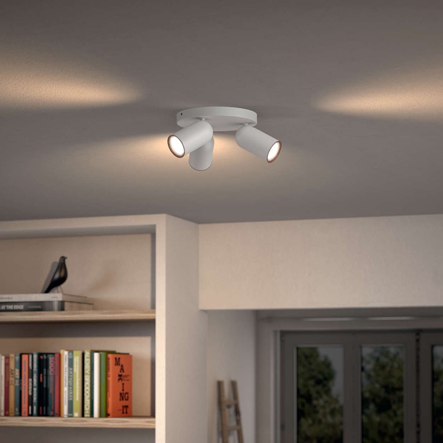 Philips - LED RGBW dimbar spotarmatur PONGEE 3xGU10/4,8W/230V 3000K vit + fjärrkontroll