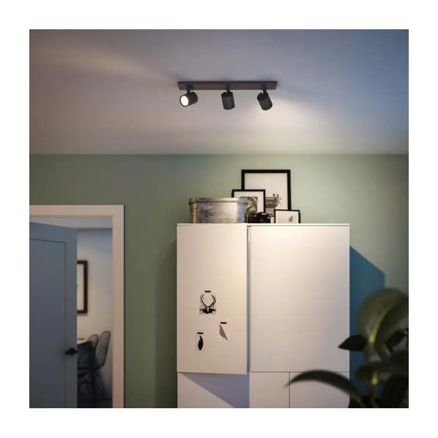 Philips - LED RGBW Dimbart spotarmatur RUNNER 3xGU10/6,5W/230V 2700-6500K svart