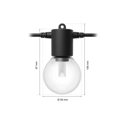 Philips - Hue FESTAVIA utomhusslinga, RGBW LED, förlängningsbar och dimbar, 30×LED, 21 m, IP65