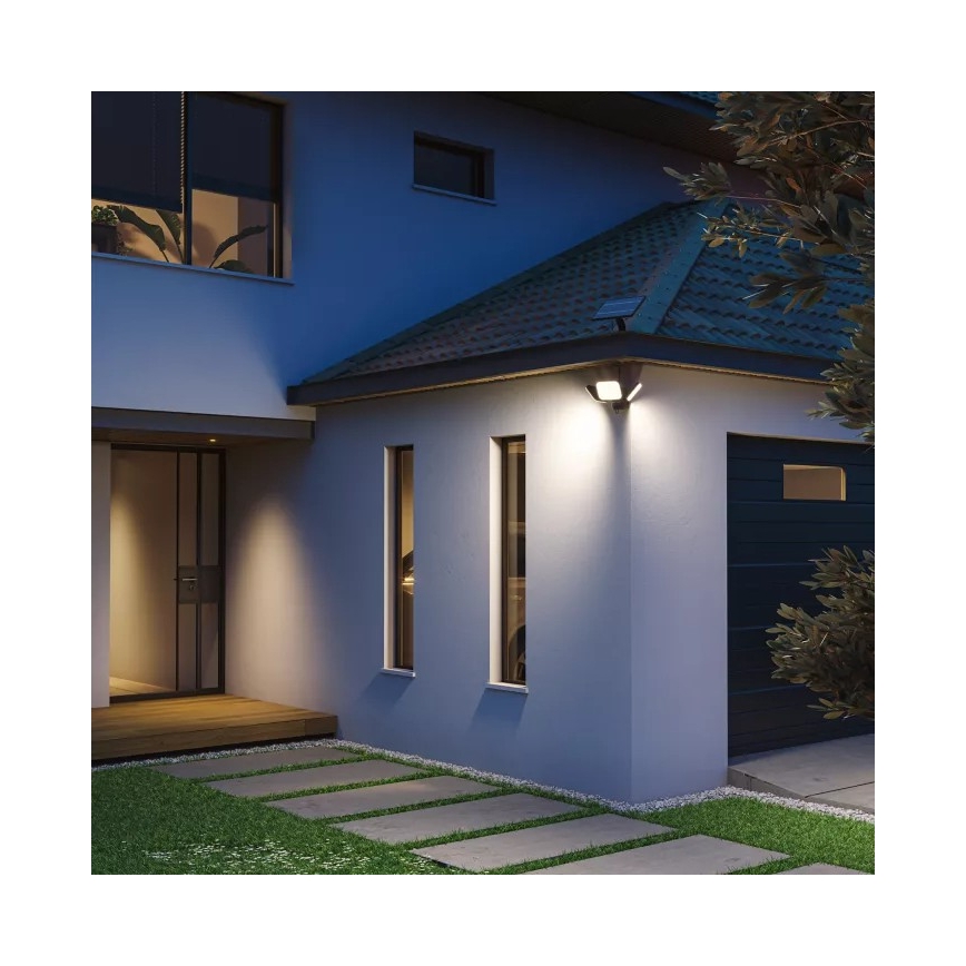 Philips - LED-solcellsdriven väggarmatur med sensor ZYREN LED/24,5W/3,7V 2600 mAh 5000K IP65 svart