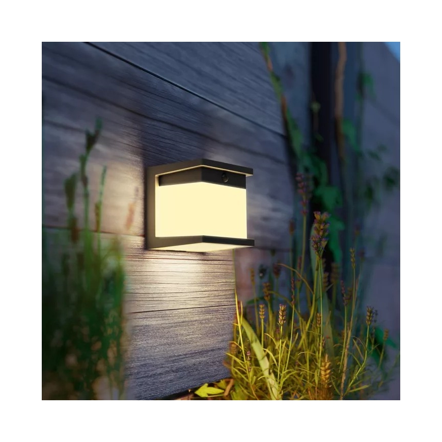 Philips - LED solcellsdriven vägglampa med sensor DIARA LED/3,8 W/3,7 V 800 mAh 2700 K IP44 svart