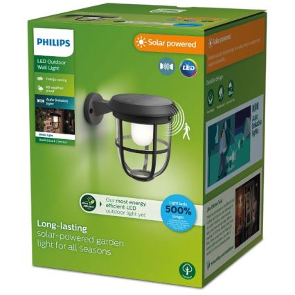 Philips - LED solcellsvägglampa med rörelse- och skymningssensor RADII LED/1,3W/3,7V 2000 mAh 3000K IP44