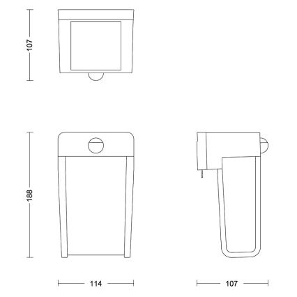 Philips - LED solcellsvägglampa med sensor SHROUD LED/2,3W/3,7V 600 mAh IP44