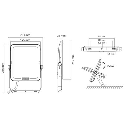 Philips - LED strålkastare LEDINAIRE ALL-IN LED/70W/230V 3000/4000/6500K IP65 antracit
