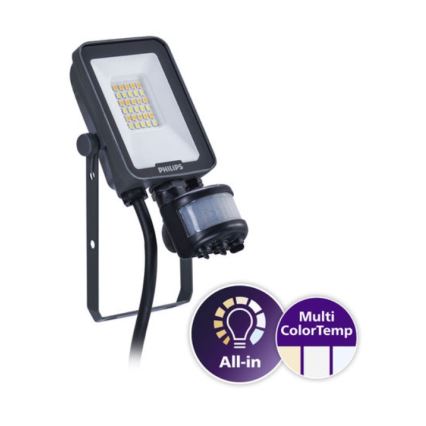 Philips - LED-reflektor med rörelse- och skymningssensor LEDINAIRE ALL-IN LED/10W/230V 3000/4000/6500K IP65
