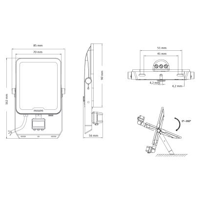 Philips - LED-reflektor med rörelse- och skymningssensor LEDINAIRE ALL-IN LED/10W/230V 3000/4000/6500K IP65
