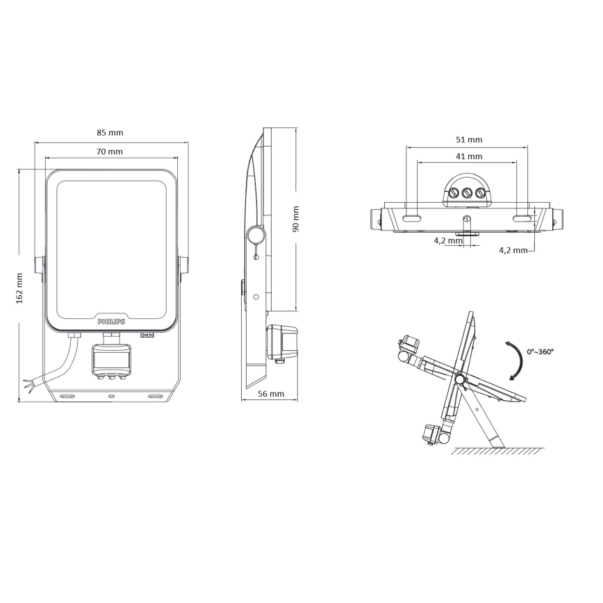Philips - LED-reflektor med rörelse- och skymningssensor LEDINAIRE ALL-IN LED/10W/230V 3000/4000/6500K IP65