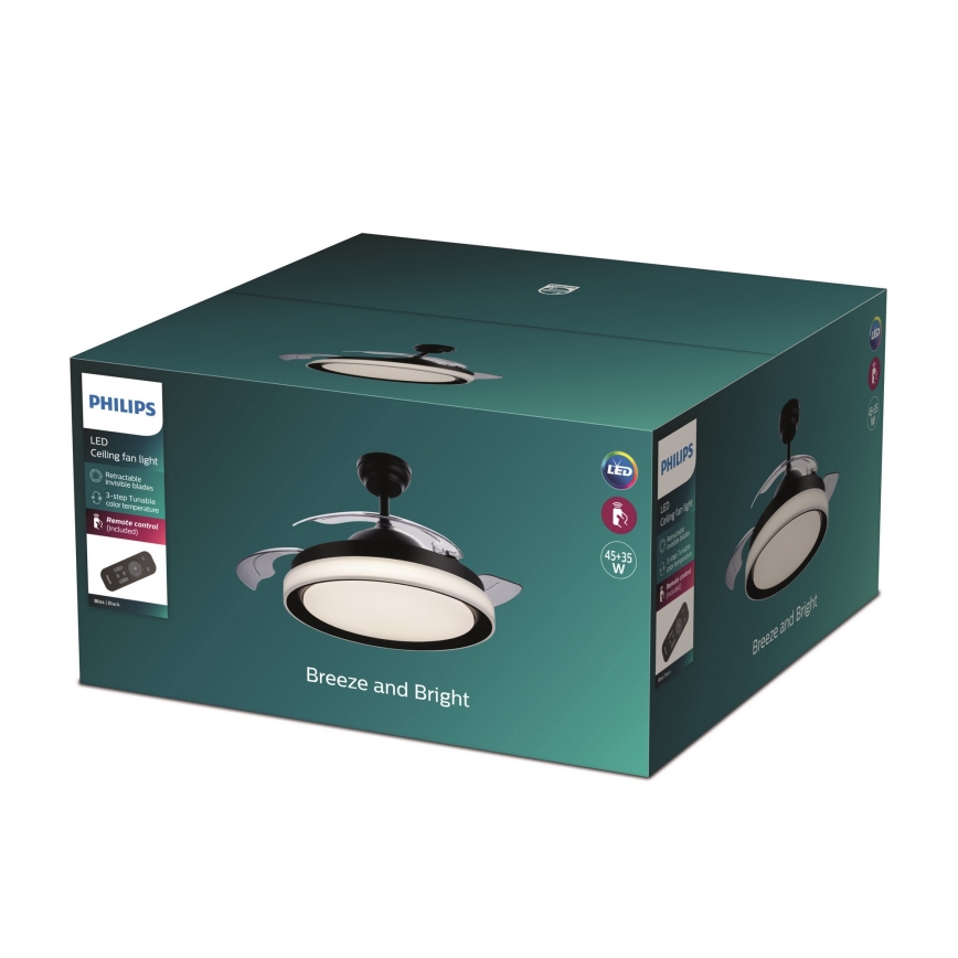 Philips - LED Takfläkt LED/35W/230V 5500/4000/2700K svart + fjärrkontroll
