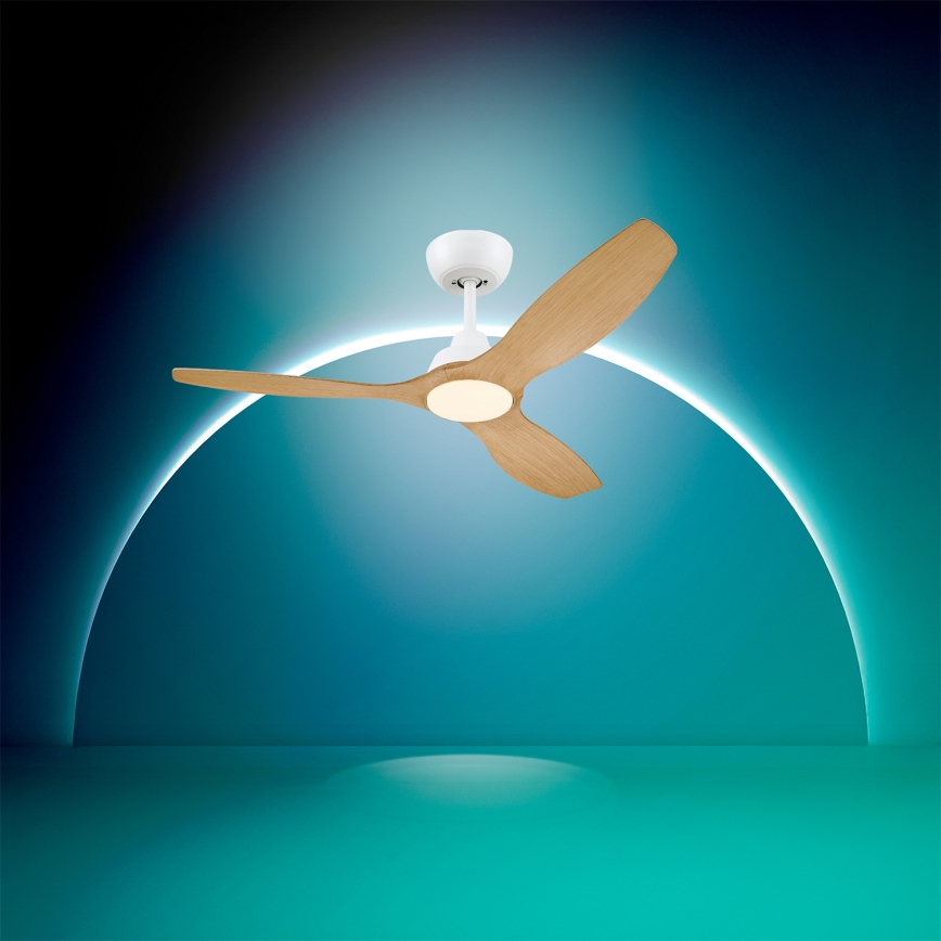 Philips - dimbar LED-takfläkt OLAS LED/24W/230V Ø 132 cm vit/brun + fjärrkontroll