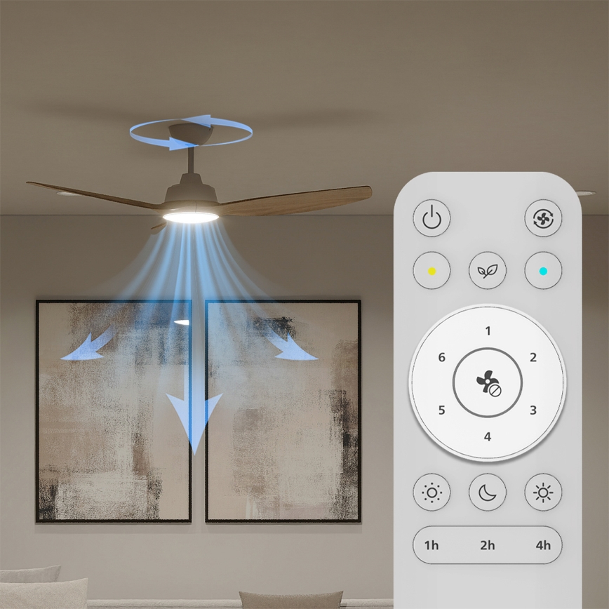 Philips - dimbar LED-takfläkt OLAS LED/24W/230V Ø 132 cm vit/brun + fjärrkontroll