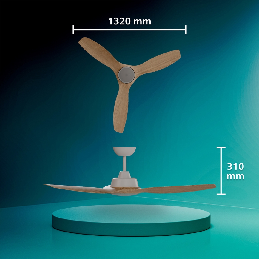 Philips - dimbar LED-takfläkt OLAS LED/24W/230V Ø 132 cm vit/brun + fjärrkontroll