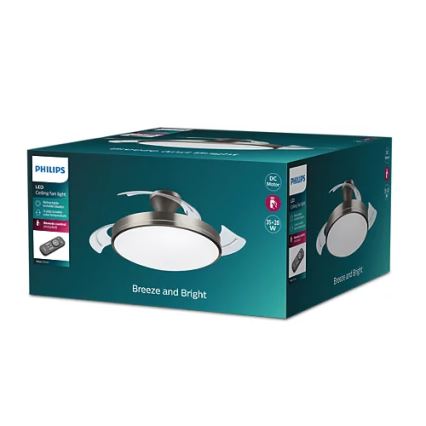 Philips - LED-taklampa med fläkt BLISS LED/35W/230V 5500/4000/2700K nickel + fjärrkontroll