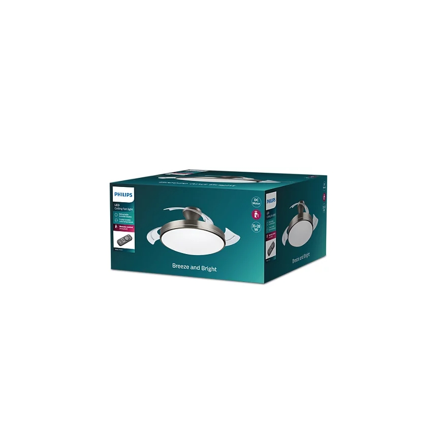 Philips - LED-taklampa med fläkt BLISS LED/35W/230V 5500/4000/2700K nickel + fjärrkontroll