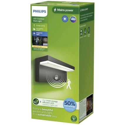 Philips - LED Utomhus vägglampa med sensor BUSTAN LED/3,8W/230V 2700K IP44