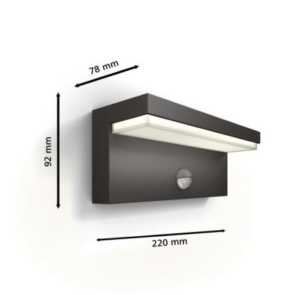 Philips - LED Utomhus vägglampa med sensor BUSTAN LED/3,8W/230V 4000K IP44