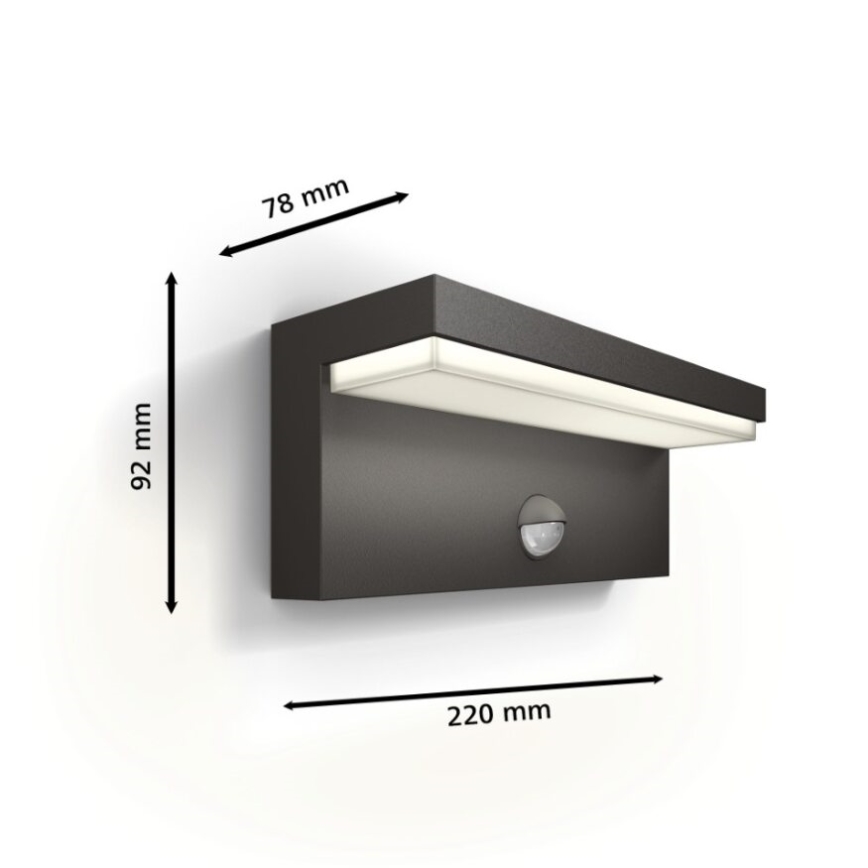Philips - LED Utomhus vägglampa med sensor BUSTAN LED/3,8W/230V 4000K IP44