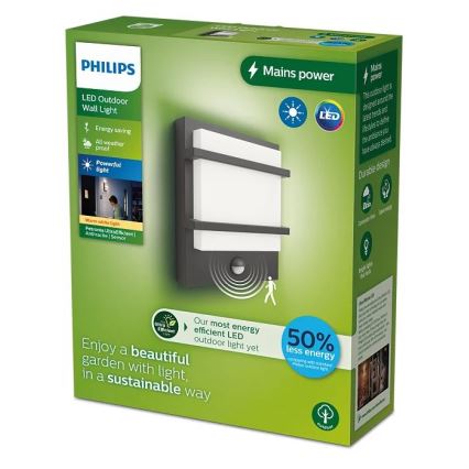 Philips - LED Utomhus vägglampa med sensor PETRONIA LED/3,8W/230V IP44