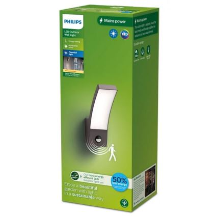Philips - LED Utomhus vägglampa med sensor SPLAY LED/3,8W/230V IP44