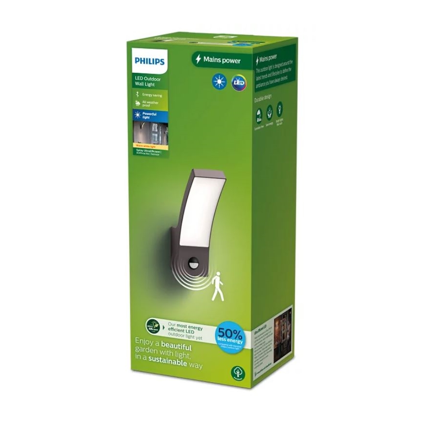 Philips - LED Utomhus vägglampa med sensor SPLAY LED/3,8W/230V IP44
