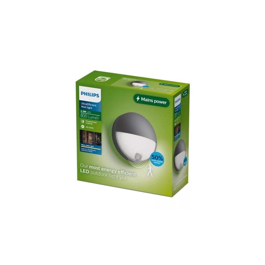 Philips - LED utomhusväggarmatur med rörelsesensor CAPRICORN LED/4,3W/230V IP44