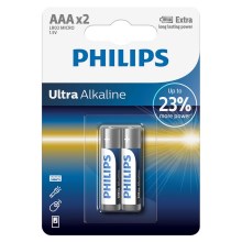 Philips LR03E2B/10 - 2 st Alkaliska batterier AAA ULTRA ALKALINE 1,5V