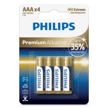 Philips LR03M4B/10 - 4st Alkaliska batterier AAA PREMIUM ALKALINE 1,5V