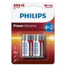 Philips LR03P6BP/10 - 6 st Alkaliska batterier AAA POWER ALKALINE 1,5V