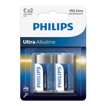 Philips LR14E2B/10 - 2 st Alkalisk batteri C ULTRA ALKALINE 1,5V 7500mAh