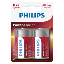 Philips LR20P2B/10 - 2 st Alkaliska batterier D POWER ALKALINE 1,5V 14500mAh