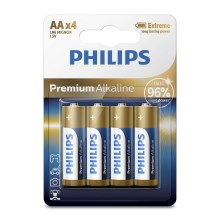 Philips LR6M4B/10 - 4st Alkaliska batterier AA PREMIUM ALKALINE 1,5V
