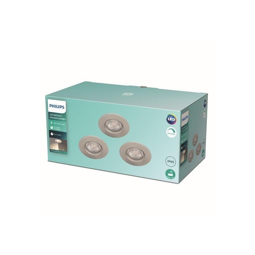 Philips - PAKET 3x LED Dimbar Badrumsbelysning LED/5W/230V 2,700K IP65