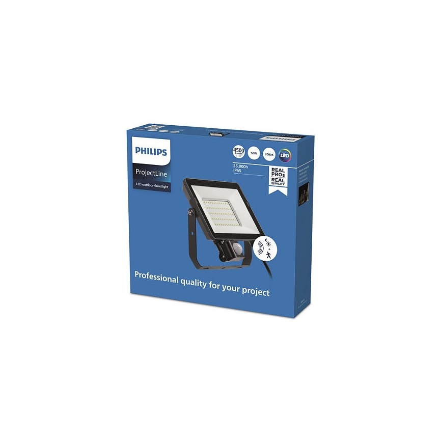 Philips - LED Utomhusstrålkastare med sensor PROJECTLINE LED/50W/230V IP65 3000K