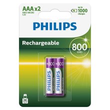 Philips R03B2A80/10 - 2st Laddningsbara Batterier AAA MULTILIFE NiMH/1,2V/800 mAh