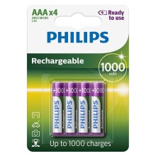 Philips R03B4RTU10/10 - 4st Laddningsbara Batterier AAA MULTILIFE NiMH/1,2V/1000 mAh