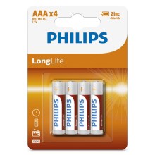 Philips R03L4B/10 - 4 st Zinkklorid Batterier AAA LONGLIFE 1,5V