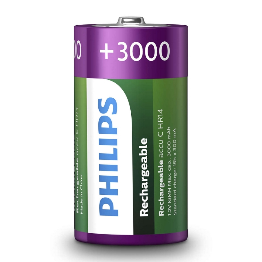 Philips R14B2A300/10 - 2 st Laddningsbara batterier C MULTILIFE NiMH/1,2V/3000 mAh