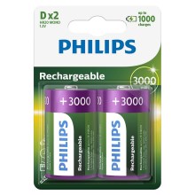 Philips R20B2A300/10 - 2st Laddningsbara Batterier D MULTILIFE NiMH/1,2V/3000 mAh