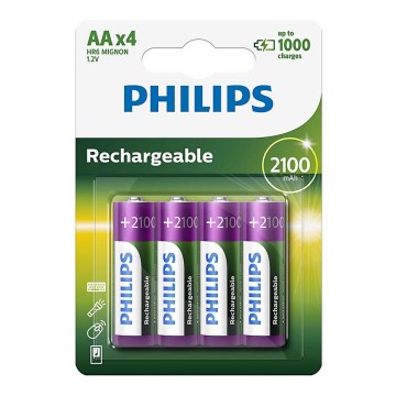 Philips R6B4A210/10 - 4 st uppladdningsbara batterier AA MULTILIFE NiMH/1,2V/2100 mAh