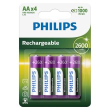 Philips R6B4B260/10 - 4 st Laddningsbara batterier AA MULTILIFE NiMH/1,2V/2600 mAh