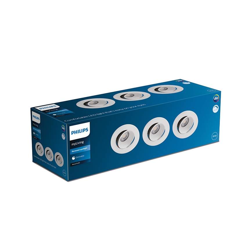 Philips - SET OM 3 LED Dimbara infällda badrumsarmaturer ABROSA LED/9W/230V IP44