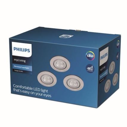Philips - SET 3x Hängande LED-lampa TARAGON LED/4.5W/230V 2,700K