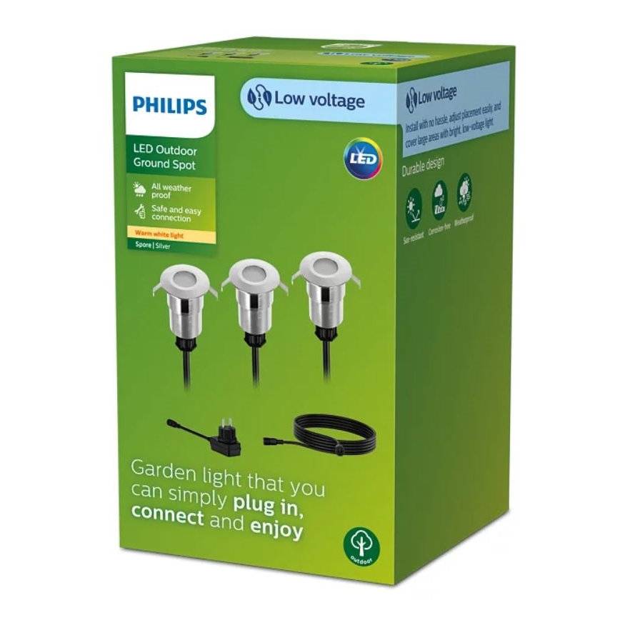 Philips - SET OM 3 LED Utomhus infällda armaturer SPORE LED/1W/24/230V IP67
